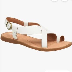 Born Inya white‎ Leather Sandals toe loop NEW 6